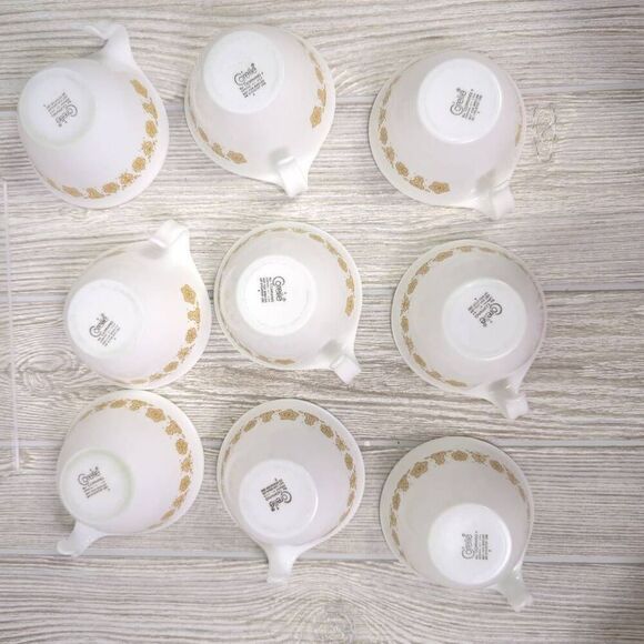 Set of 9 Vintage Corelle Butterfly Gold Flat Cups with Hook Handle Discontinued - Picture 5 of 6